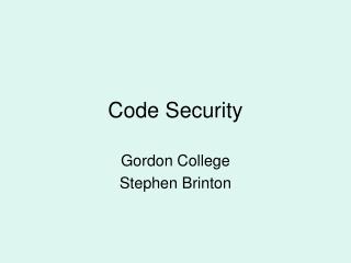 Code Security