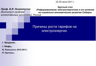 Проф. Б.И. Нигматулин Институт проблем естественных монополий, Россия