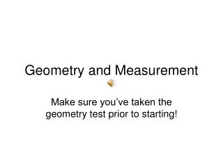 Geometry and Measurement