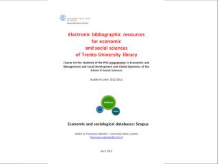 Elsevier Sciverse - SCOPUS Trento, 16th April 2013
