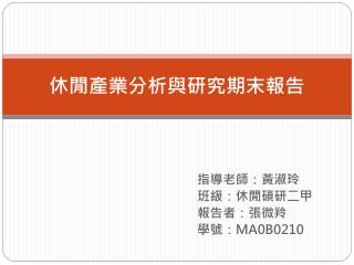休閒產業分析與研究期末報告