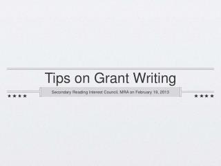 Tips on Grant Writing
