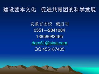 建设团本文化 促进共青团的科学发展