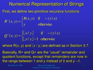 Numerical Representation of Strings