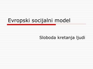 Evropski socijalni model