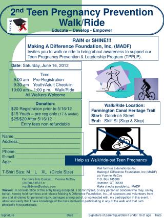 2 nd Teen Pregnancy Prevention Walk/Ride Educate – Develop - Empower