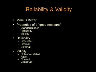 Reliability &amp; Validity