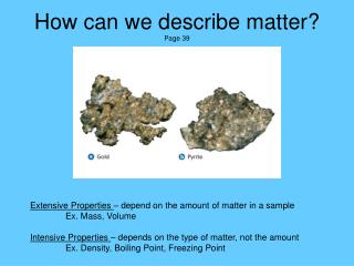 How can we describe matter? Page 39