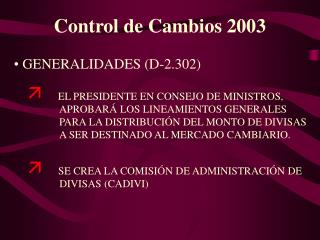 Control de Cambios 2003