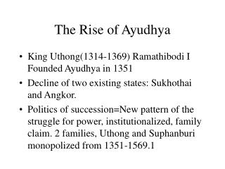 The Rise of Ayudhya