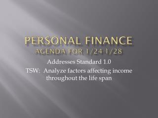 Personal Finance agenda for 1/24-1/28