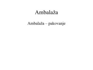 Ambalaža