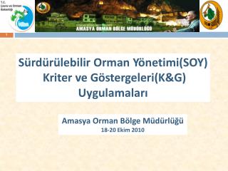 Sürdürülebilir Orman Yönetimi(SOY) Kriter ve Göstergeleri(K&amp;G) Uygulamaları