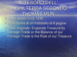 IL TESORO DELL ’ INGHILTERRA SECONDO THOMAS MUN