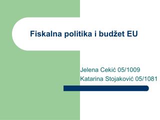 Fiskalna politika i budžet EU
