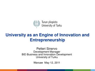 University as an Engine of Innovation and Entrepreneurship