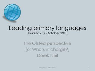 Leading primary languages Thursday 14 October 2010