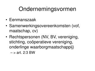 Ondernemingsvormen