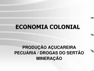 ECONOMIA COLONIAL