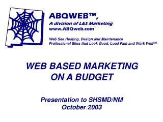 WEB BASED MARKETING ON A BUDGET