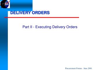 DELIVERY ORDERS