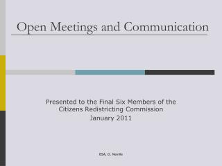 Open Meetings and Communication