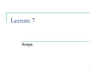 Lecture 7