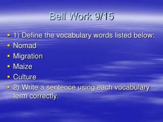 Bell Work 9/15