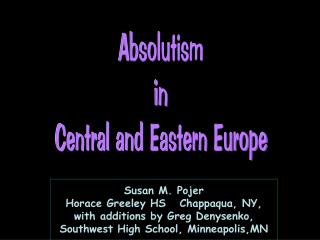Absolutism in Central and Eastern Europe