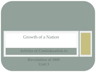 Articles of Confederation to Revolution of 1800 Unit 3