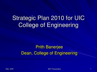 Strategic Plan 2010 for UIC College of Engineering