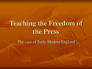 Teaching the Freedom of the Press