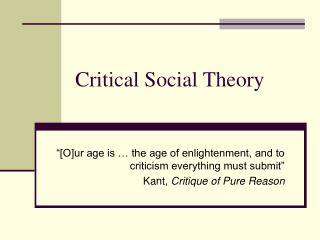 Critical Social Theory