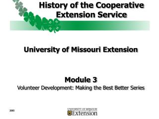 History of the Cooperative Extension Service