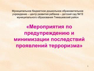 «Мероприятия по предупреждению и минимизации последствий проявлений терроризма»