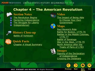Chapter 4 – The American Revolution