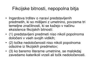 Fikcijske bitnosti, nepopolna bitja