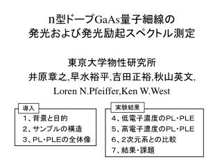 n 型ドープ GaAs 量子細線の 発光および発光励起スペクトル測定
