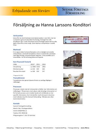 Försäljning av Hanna Larssons Konditori