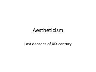 Aestheticism