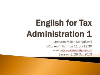 English for Tax Administration 1