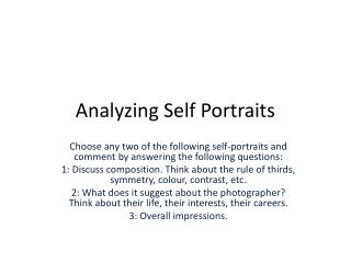 Analyzing Self Portraits