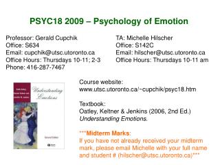 PSYC18 2009 – Psychology of Emotion