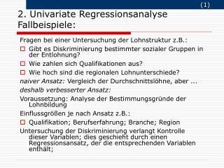 2. Univariate Regressionsanalyse Fallbeispiele: