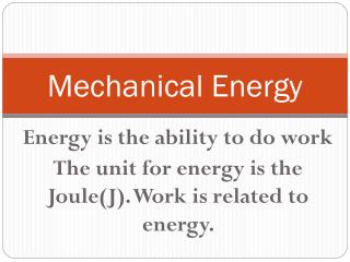 Mechanical Energy