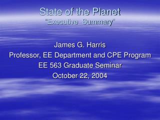 State of the Planet “Executive Summary”