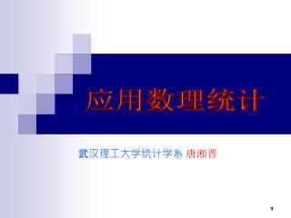 武汉理工大学统计学系 唐湘晋