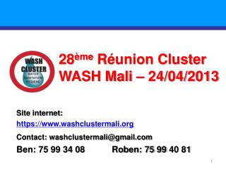 28 ème Réunion Cluster WASH Mali – 24/04/2013