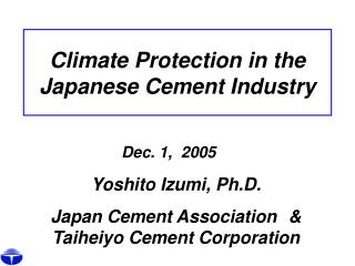 Climate Protection in the Japanese Cement Industry
