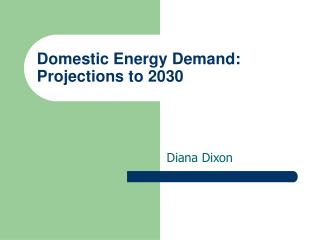 Domestic Energy Demand: Projections to 2030